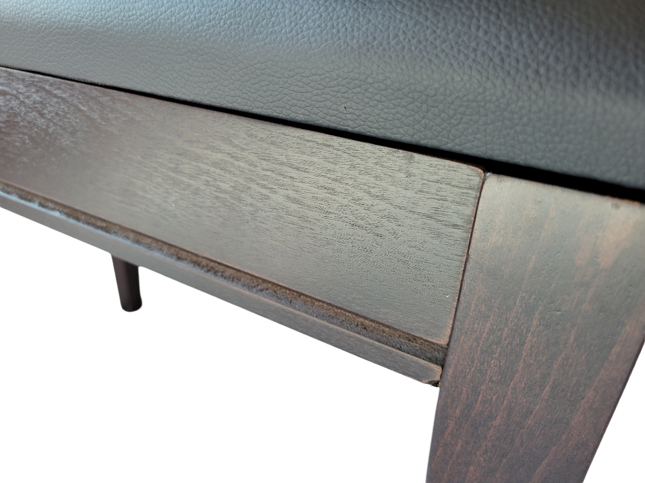 Piano Bench with Upholstered Seat and Storage | Dark Rosewood Mahogany Finish with Black Seat | Same Day Shipping