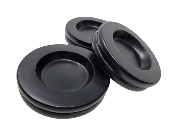 Wood Piano Caster Cups - Ebony Black - 3.5" Diameter | Set of 3