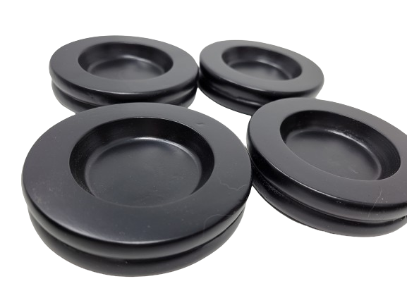 Wood Piano Caster Cups - Ebony Black - 3.5" Diameter | Set of 4