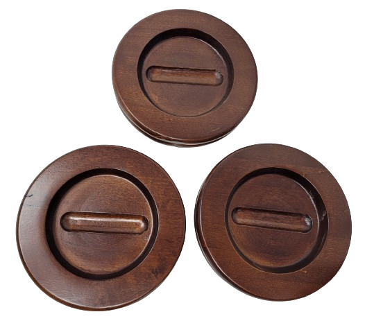 Wood Piano Caster Cups - Medium Walnut - 5.5" Diameter | Set of 3