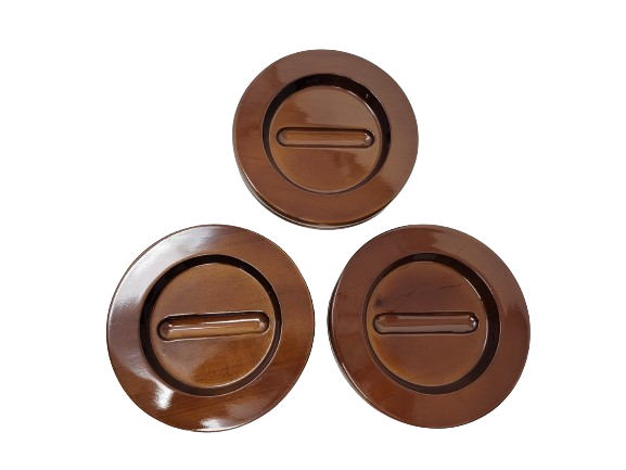 Wood Piano Caster Cups - High Gloss Dark Walnut - 5.5" Diameter | Set of 3