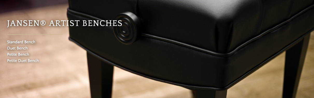 Jansen Fine Artist Piano Bench Satin Ebony Black with Spade Legs