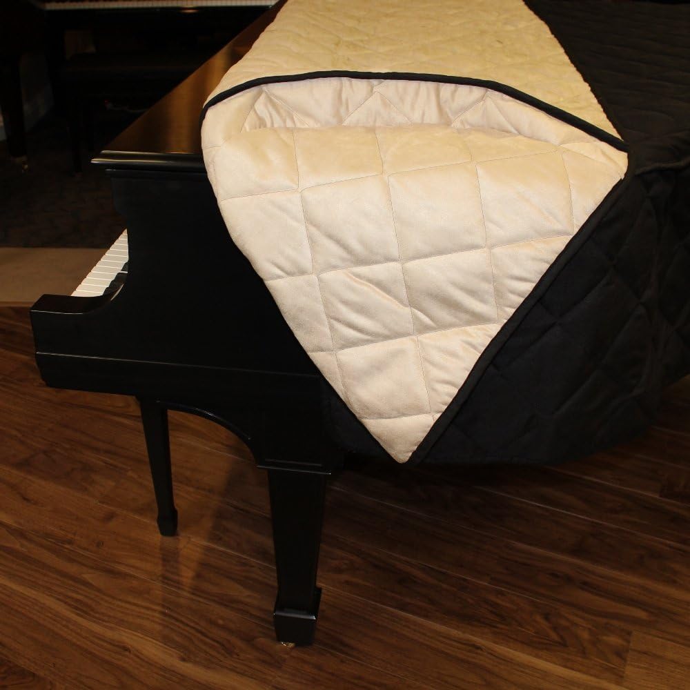 Grand Piano Cover - Fits 5'9" Kimball Grand Pianos - Quilted Black Heavy Duty Mackintosh Fabric | With Side Slits | Same Day Shipping