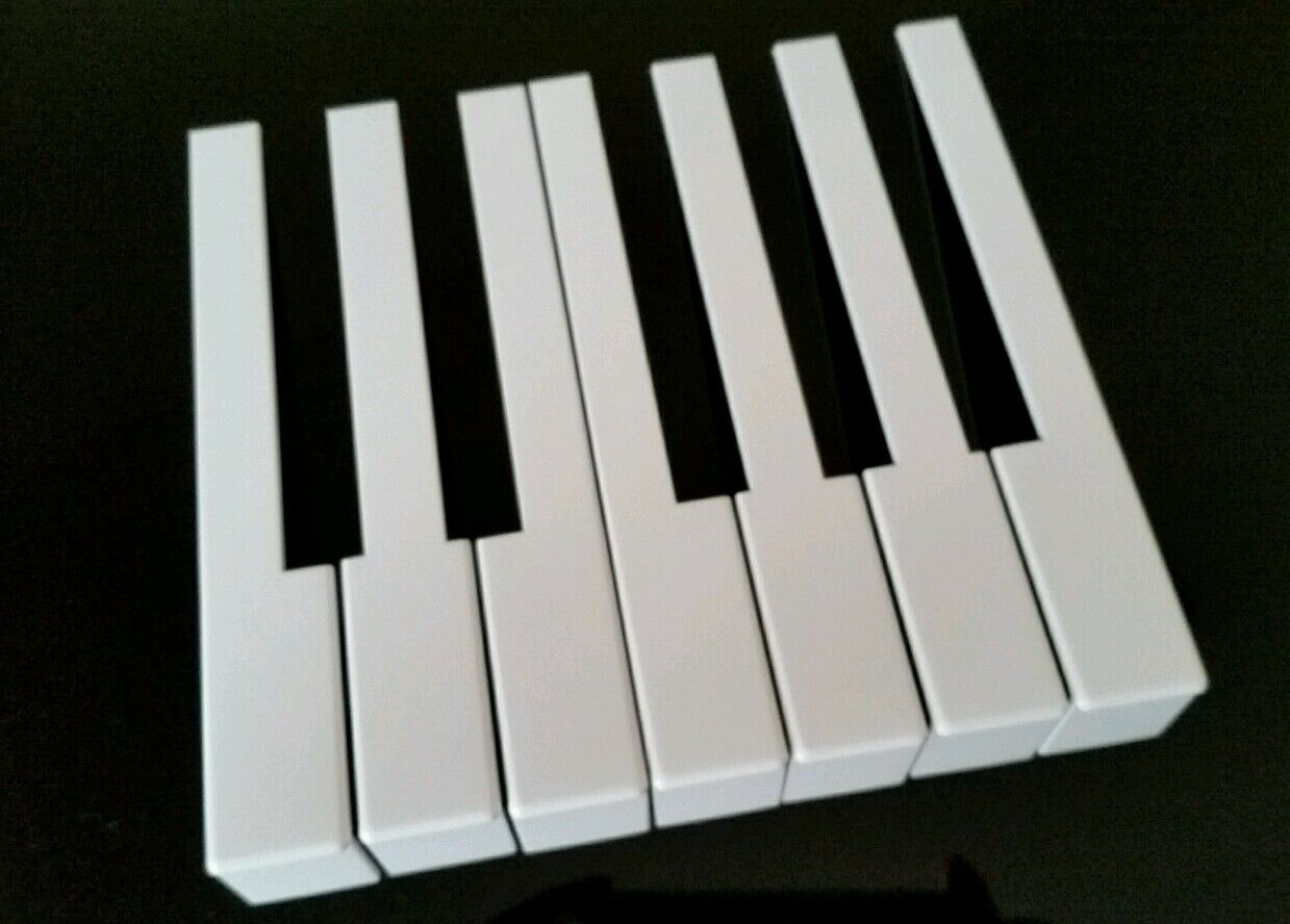 One Octave German Piano Keytops with Attached Fronts for Keytop Replacement