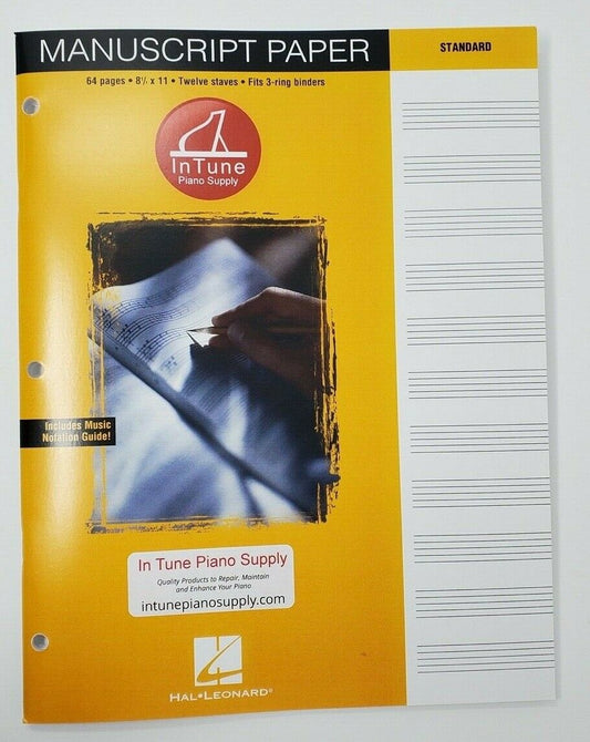 Manuscript Book 64 Pages 12 Staves Staff Paper Fits 3-Ring Binder