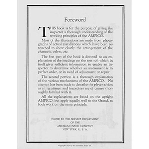 Ampico 1923 Inspectors Reference