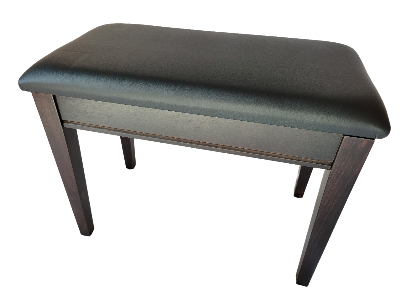 Piano Bench with Upholstered Seat and Storage | Dark Rosewood Mahogany Finish with Black Seat | Same Day Shipping