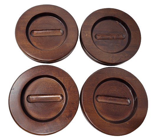 Wood Piano Caster Cups - Medium Walnut - 5.5" Diameter | Set of 4