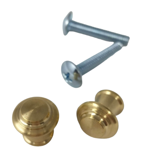 Set of 2 Piano Desk Knobs - Solid Brass - Small 1/2" - Choice of Wood or Machine Screws