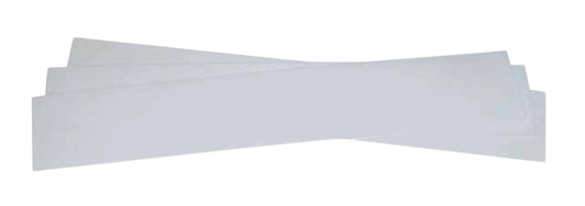 Three pieces of white piano muffler felt in different thicknesses arranged side by side by In Tune Piano Supply
