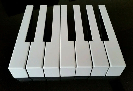One Octave German Piano Keytops with Attached Fronts for Keytop Replacement