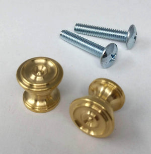 9/16" Solid Brass Piano Desk Knobs with Machine Screws - In Tune Piano Supply
